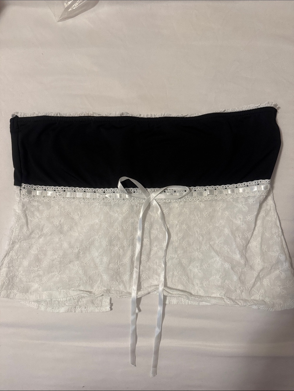 Strapless Black & White Lace Bustier Top